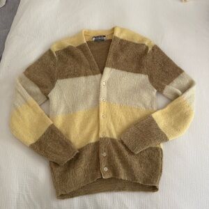 Vintage Brown and Yellow Women's Cardigan